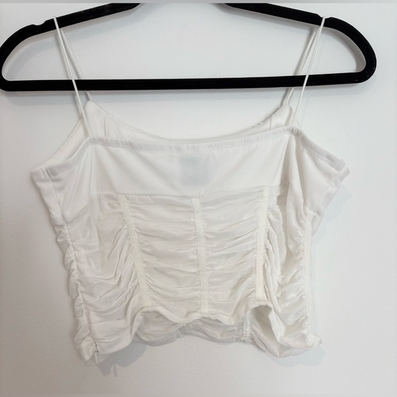 Princess Polly Concordia Crop Top White Mesh Corset Tank - Size 12/Large - Picture 3 of 6